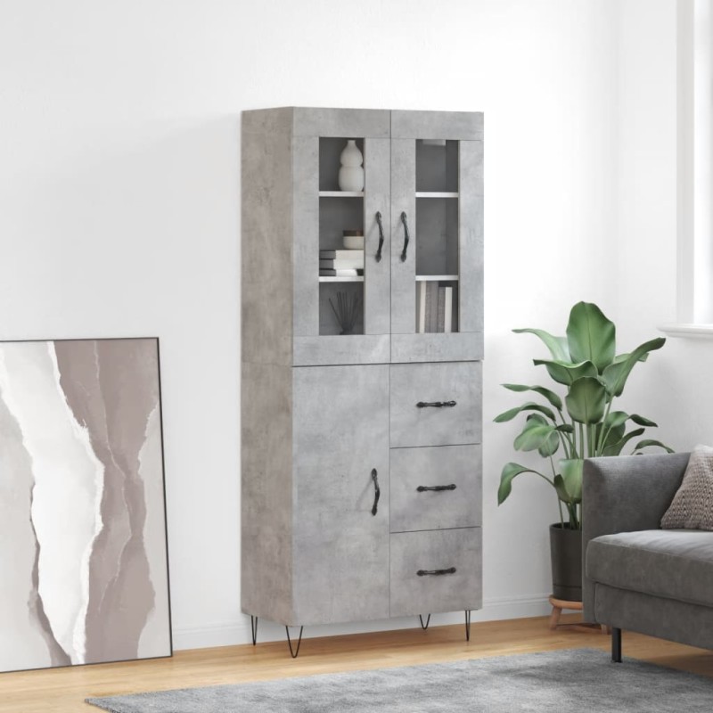 vidaXL Highboard Betongrau 69,5x34x180 cm Holzwerkstoff vidaXL Highboard Betongrau 69,5x34x180 cm Holzwerkstoff