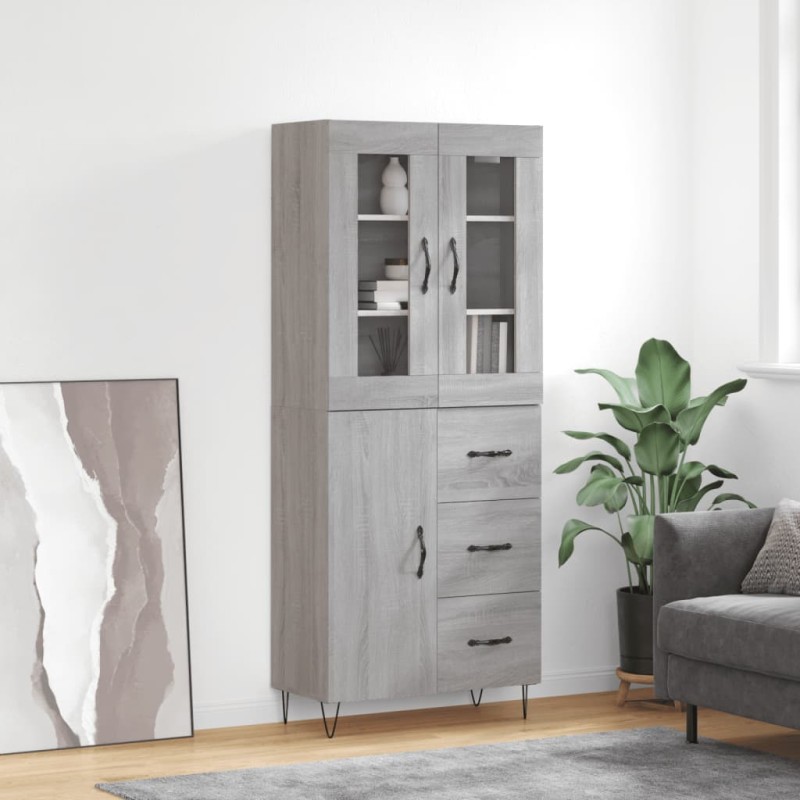 vidaXL Highboard Grau Sonoma 69,5x34x180 cm Holzwerkstoff vidaXL Highboard Grau Sonoma 69,5x34x180 cm Holzwerkstoff