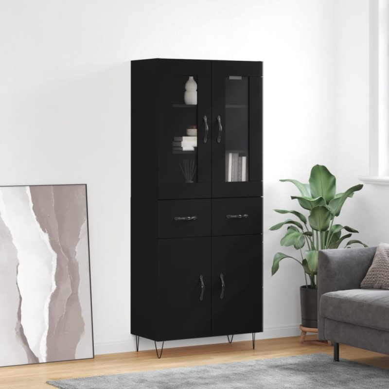 vidaXL Highboard Schwarz 69,5x34x180 cm Holzwerkstoff vidaXL Highboard Schwarz 69,5x34x180 cm Holzwerkstoff