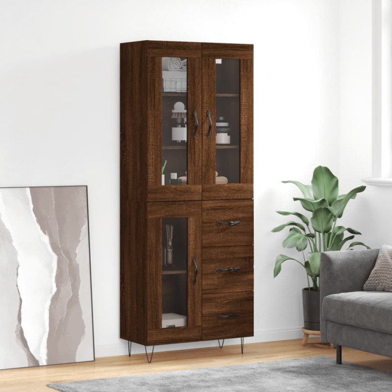 vidaXL Highboard Braun Eichen-Optik 69,5x34x180 cm Holzwerkstoff vidaXL Highboard Braun Eichen-Optik 69,5x34x180 cm Holzwerkstoff