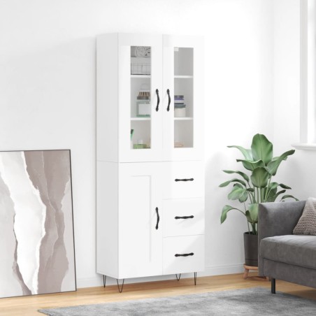 vidaXL Highboard Hochglanz-Weiß 69,5x34x180 cm Holzwerkstoff