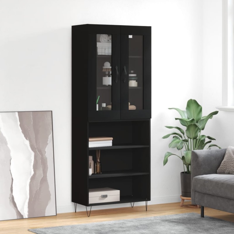 vidaXL Highboard Schwarz 69,5x34x180 cm Holzwerkstoff vidaXL Highboard Schwarz 69,5x34x180 cm Holzwerkstoff