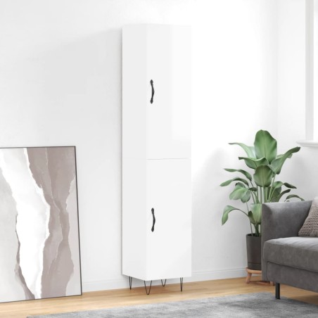 vidaXL Highboard Hochglanz-Weiß 34,5x34x180 cm Holzwerkstoff