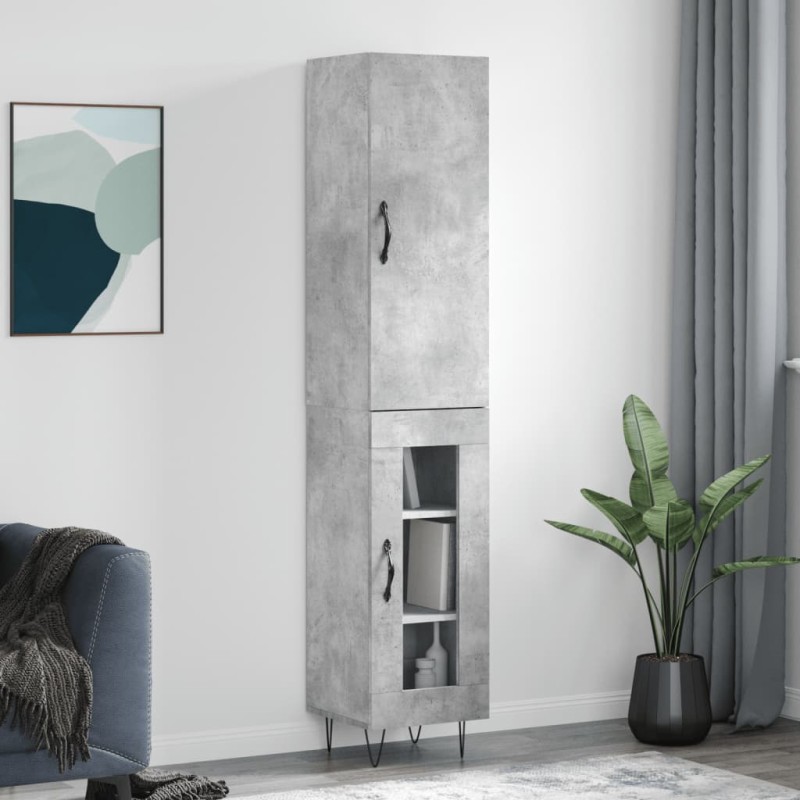 vidaXL Highboard Betongrau 34,5x34x180 cm Holzwerkstoff vidaXL Highboard Betongrau 34,5x34x180 cm Holzwerkstoff