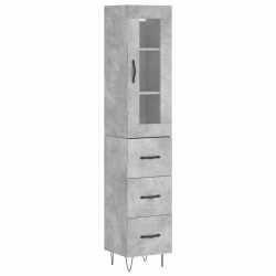 vidaXL Highboard Betongrau 34,5x34x180 cm Holzwerkstoff