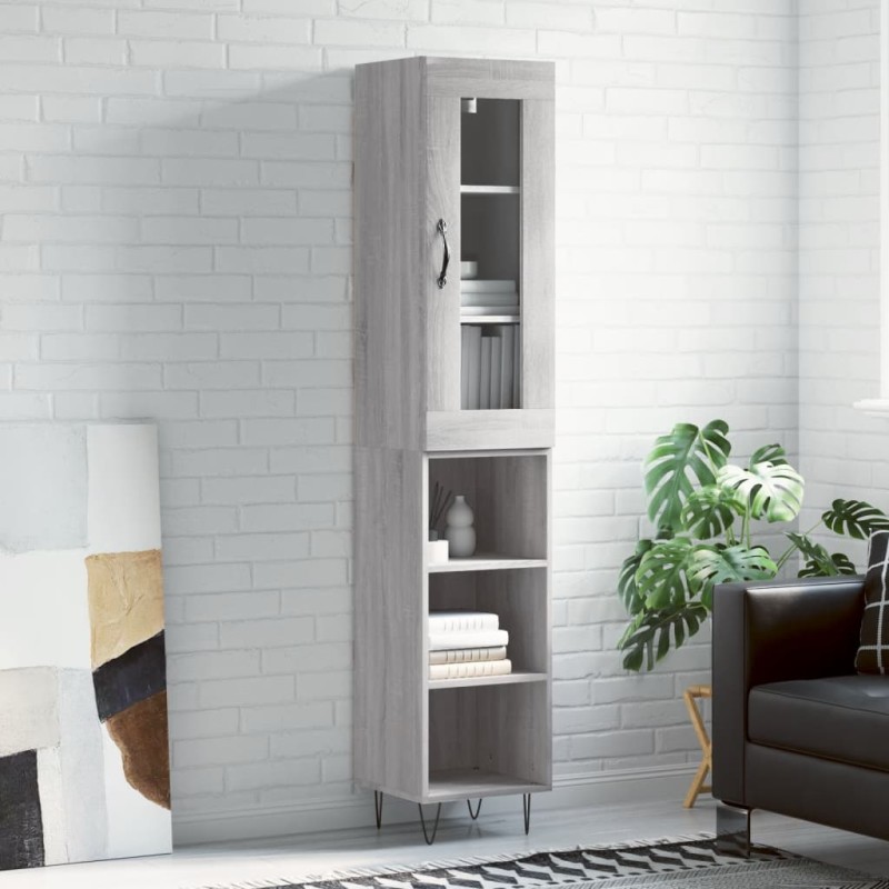 vidaXL Highboard Grau Sonoma 34,5x34x180 cm Holzwerkstoff vidaXL Highboard Grau Sonoma 34,5x34x180 cm Holzwerkstoff