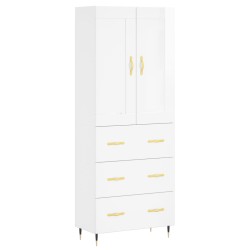 vidaXL Highboard Hochglanz-Weiß 69,5x34x180 cm Holzwerkstoff