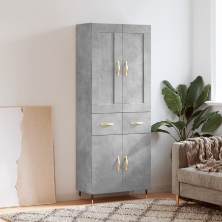 vidaXL Highboard Betongrau 69,5x34x180 cm Holzwerkstoff