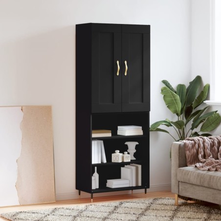 vidaXL Highboard Schwarz 69,5x34x180 cm Holzwerkstoff