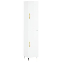 vidaXL Highboard Hochglanz-Weiß 34,5x34x180 cm Holzwerkstoff