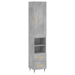 vidaXL Highboard Betongrau 34,5x34x180 cm Holzwerkstoff