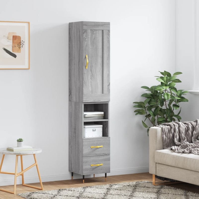 vidaXL Highboard Grau Sonoma 34,5x34x180 cm Holzwerkstoff vidaXL Highboard Grau Sonoma 34,5x34x180 cm Holzwerkstoff