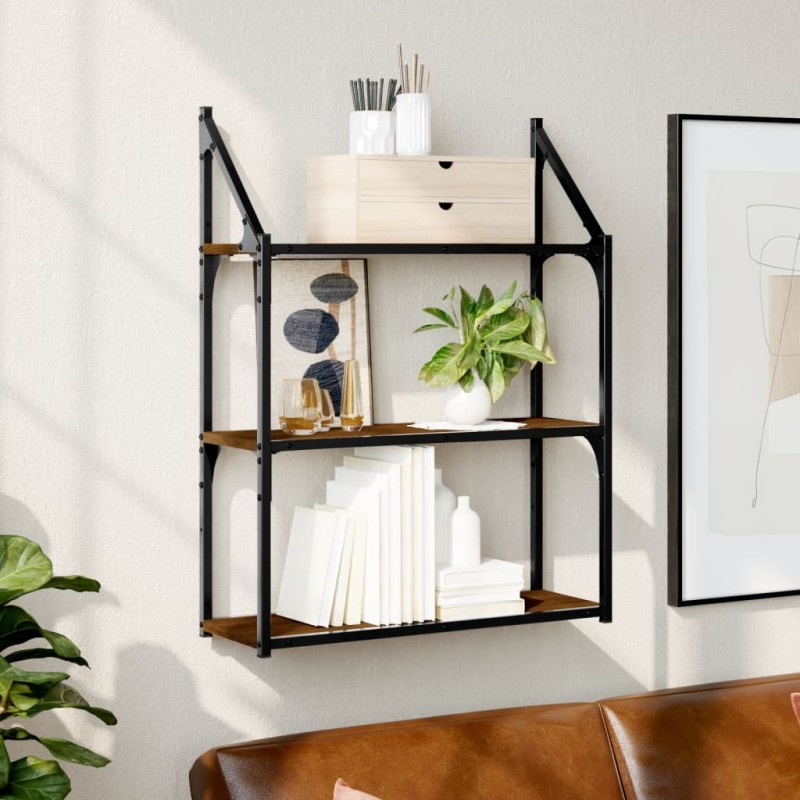vidaXL Wandregal 3 Fächer Braun Eiche-Optik 60x21x78,5cm Holzwerkstoff vidaXL Wandregal 3 Fächer Braun Eiche-Optik 60x21x78,5cm Holzwerkstoff