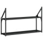 vidaXL Wandregal 2 Fächer Schwarz 80x21x51 cm Holzwerkstoff vidaXL Wandregal 2 Fächer Schwarz 80x21x51 cm Holzwerkstoff