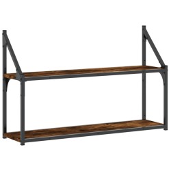vidaXL Wandregal 2 Fächer Räuchereiche 80x21x51 cm Holzwerkstoff