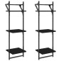 vidaXL Wandregale mit 3 Ablagen & Stangen 2 Stk. Schwarz 30x25x100 cm vidaXL Wandregale mit 3 Ablagen & Stangen 2 Stk. Schwarz 30x25x100 cm