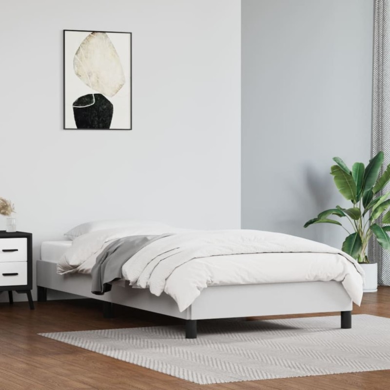 Bettgestell Weiß 100x200 cm Kunstleder Bettgestell Weiß 100x200 cm Kunstleder