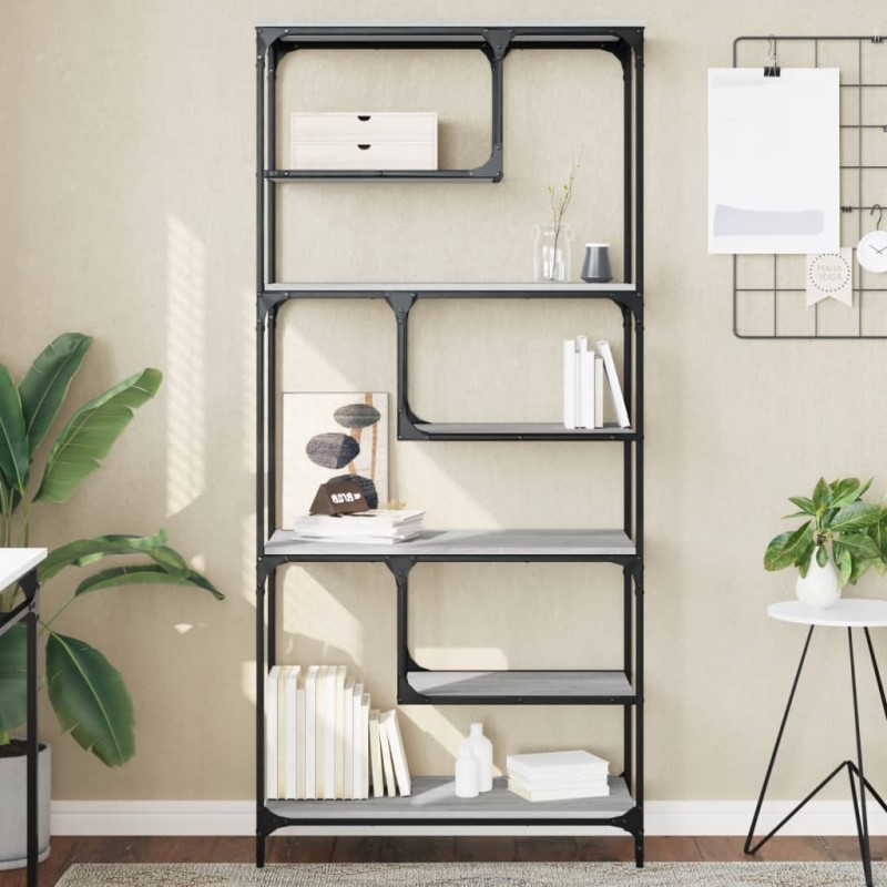 vidaXL Bücherregal Grau Sonoma 81x36x176 cm Holzwerkstoff vidaXL Bücherregal Grau Sonoma 81x36x176 cm Holzwerkstoff