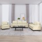 vidaXL 3-tlg. Sofagarnitur mit Kissen Creme Kunstleder vidaXL 3-tlg. Sofagarnitur mit Kissen Creme Kunstleder