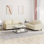 vidaXL 2-tlg. Sofagarnitur mit Kissen Creme Kunstleder vidaXL 2-tlg. Sofagarnitur mit Kissen Creme Kunstleder
