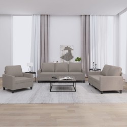 vidaXL 3-tlg. Sofagarnitur mit Kissen Taupe Stoff