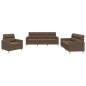 vidaXL 3-tlg. Sofagarnitur mit Kissen Braun Stoff vidaXL 3-tlg. Sofagarnitur mit Kissen Braun Stoff