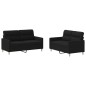 vidaXL 2-tlg. Sofagarnitur mit Kissen Schwarz Stoff vidaXL 2-tlg. Sofagarnitur mit Kissen Schwarz Stoff