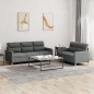 vidaXL 2-tlg. Sofagarnitur mit Kissen Dunkelgrau Stoff vidaXL 2-tlg. Sofagarnitur mit Kissen Dunkelgrau Stoff