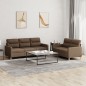 vidaXL 2-tlg. Sofagarnitur mit Kissen Braun Stoff vidaXL 2-tlg. Sofagarnitur mit Kissen Braun Stoff
