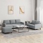 vidaXL 3-tlg. Sofagarnitur mit Kissen Hellgrau Stoff vidaXL 3-tlg. Sofagarnitur mit Kissen Hellgrau Stoff