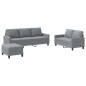 vidaXL 3-tlg. Sofagarnitur mit Kissen Hellgrau Stoff vidaXL 3-tlg. Sofagarnitur mit Kissen Hellgrau Stoff
