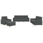 vidaXL 4-tlg. Sofagarnitur mit Kissen Dunkelgrau Stoff vidaXL 4-tlg. Sofagarnitur mit Kissen Dunkelgrau Stoff