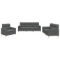 vidaXL 3-tlg. Sofagarnitur mit Kissen Dunkelgrau Stoff vidaXL 3-tlg. Sofagarnitur mit Kissen Dunkelgrau Stoff