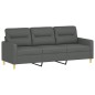 vidaXL 3-tlg. Sofagarnitur mit Kissen Dunkelgrau Stoff vidaXL 3-tlg. Sofagarnitur mit Kissen Dunkelgrau Stoff