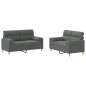 vidaXL 2-tlg. Sofagarnitur mit Kissen Dunkelgrau Stoff vidaXL 2-tlg. Sofagarnitur mit Kissen Dunkelgrau Stoff