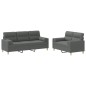 vidaXL 2-tlg. Sofagarnitur mit Kissen Dunkelgrau Stoff vidaXL 2-tlg. Sofagarnitur mit Kissen Dunkelgrau Stoff