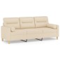 vidaXL 3-Sitzer-Sofa mit Zierkissen Creme 180 cm Stoff vidaXL 3-Sitzer-Sofa mit Zierkissen Creme 180 cm Stoff