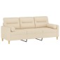 vidaXL 3-Sitzer-Sofa mit Zierkissen Creme 180 cm Stoff vidaXL 3-Sitzer-Sofa mit Zierkissen Creme 180 cm Stoff