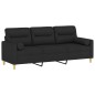 vidaXL 3-Sitzer-Sofa mit Zierkissen Schwarz 180 cm Stoff vidaXL 3-Sitzer-Sofa mit Zierkissen Schwarz 180 cm Stoff