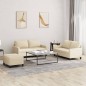 vidaXL 3-tlg. Sofagarnitur mit Kissen Creme Stoff vidaXL 3-tlg. Sofagarnitur mit Kissen Creme Stoff
