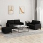 vidaXL 3-tlg. Sofagarnitur mit Kissen Schwarz Stoff vidaXL 3-tlg. Sofagarnitur mit Kissen Schwarz Stoff