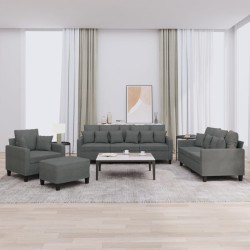 vidaXL 4-tlg. Sofagarnitur mit Kissen Dunkelgrau Stoff