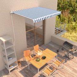 vidaXL Einziehbare Markise Handbetrieben 300 x 250 cm Blau und Weiß