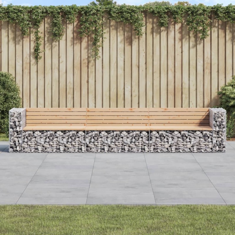 vidaXL Gartenbank aus Gabionen 347x71x65,5 cm Massivholz Kiefer vidaXL Gartenbank aus Gabionen 347x71x65,5 cm Massivholz Kiefer