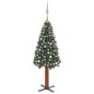 vidaXL Weihnachtsbaum Schlank mit Beleuchtung & Kugeln Grün 180 cm PVC vidaXL Weihnachtsbaum Schlank mit Beleuchtung & Kugeln Grün 180 cm PVC