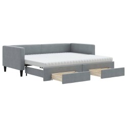 vidaXL Tagesbett Ausziehbar mit Schubladen Hellgrau 90x190 cm Stoff