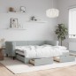 vidaXL Tagesbett Ausziehbar mit Schubladen Hellgrau 90x190 cm Samt vidaXL Tagesbett Ausziehbar mit Schubladen Hellgrau 90x190 cm Samt