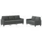 vidaXL 2-tlg. Sofagarnitur mit Kissen Dunkelgrau Stoff vidaXL 2-tlg. Sofagarnitur mit Kissen Dunkelgrau Stoff