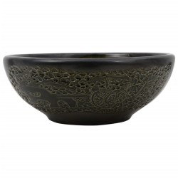 vidaXL Aufsatzwaschbecken Schwarz Rund Ø41x14 cm Keramik