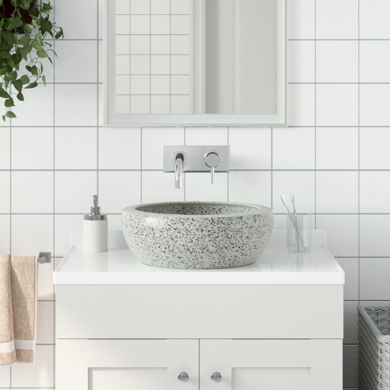vidaXL Aufsatzwaschbecken Grau Rund Ø41x14 cm Keramik vidaXL Aufsatzwaschbecken Grau Rund Ø41x14 cm Keramik